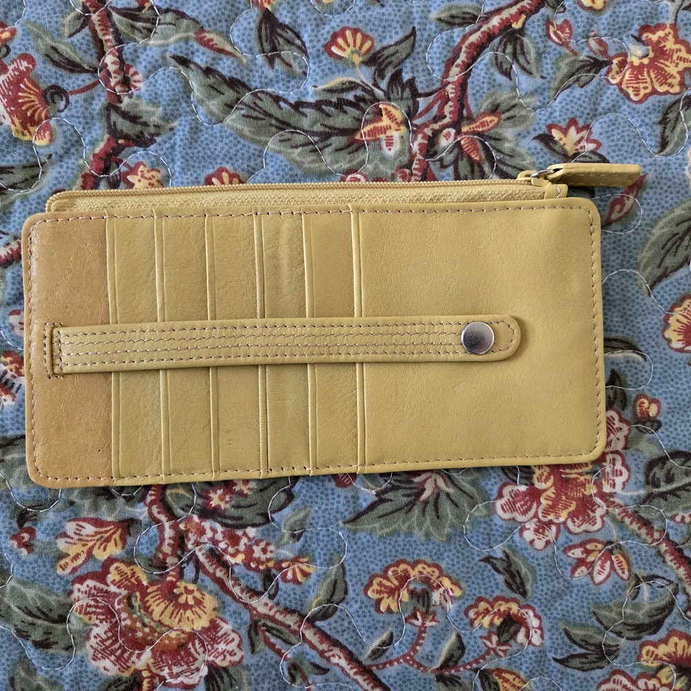 Yellow Leather Wallet, Zippered